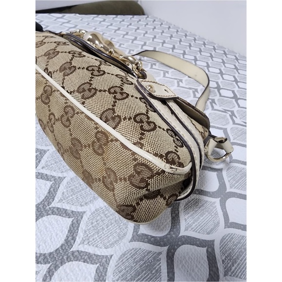 Authentic Gucci Horsebit Chain Flap Shoulder Bag Brown/Beige/Cream - Picture 5 of 15